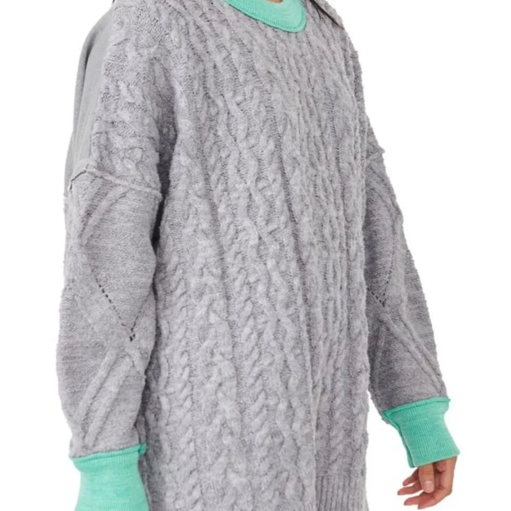 NWT $168 Free People XS Olympia Oversized Colorblock Sweater NEW Grey Combo New - Picture 5 of 9